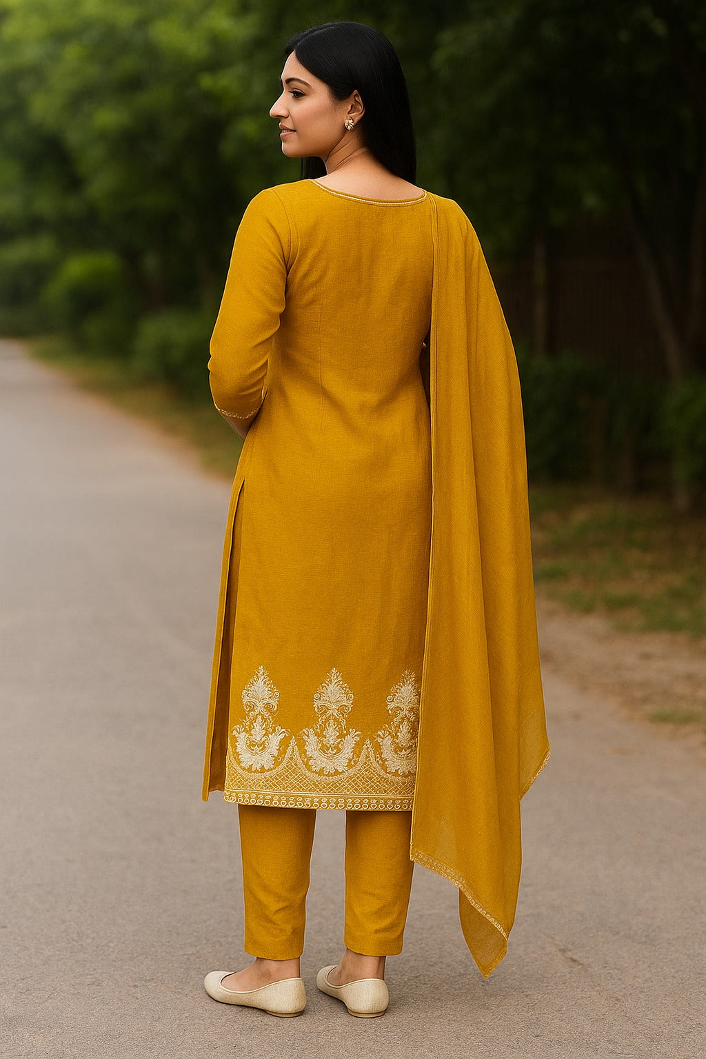 Sunlit Glow Golden Yellow Embroidered Suit