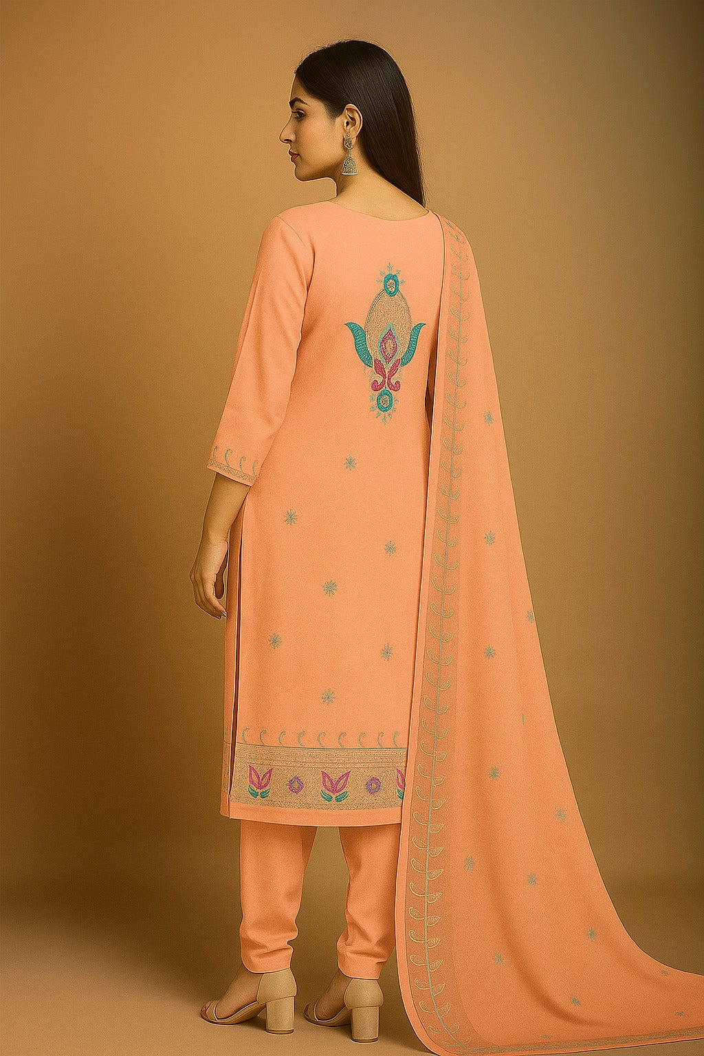 Peach Elegance Premium  Embroidered Ladies Suit