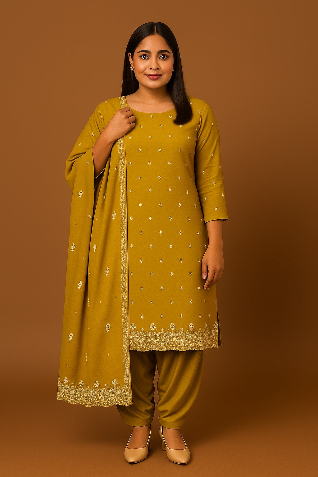 Golden Silk Punjabi Suit